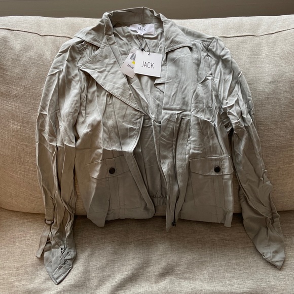 Jack by BB Dakota lightweight light grey moto jacket. New with tags. Size medium - Picture 1 of 5